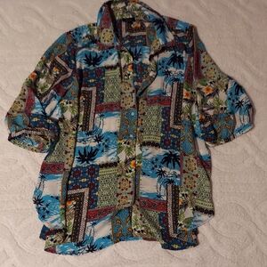 Jones New York Multicolor Tropical Print Blouse